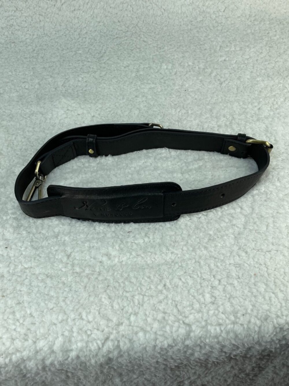 Nena & Co Handmade Black Leather 34"  Shoulder Strap With Storage Bag NEW